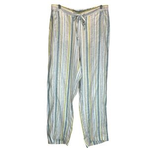 Coldwater Creek Multicolor Striped Linen Pull-on Pants - Size 12